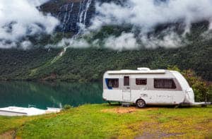 caravan by lake