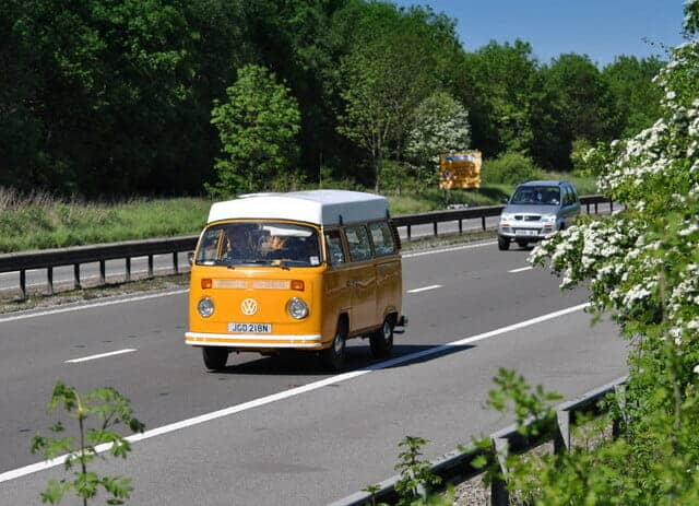 Yellow Campervan Driving