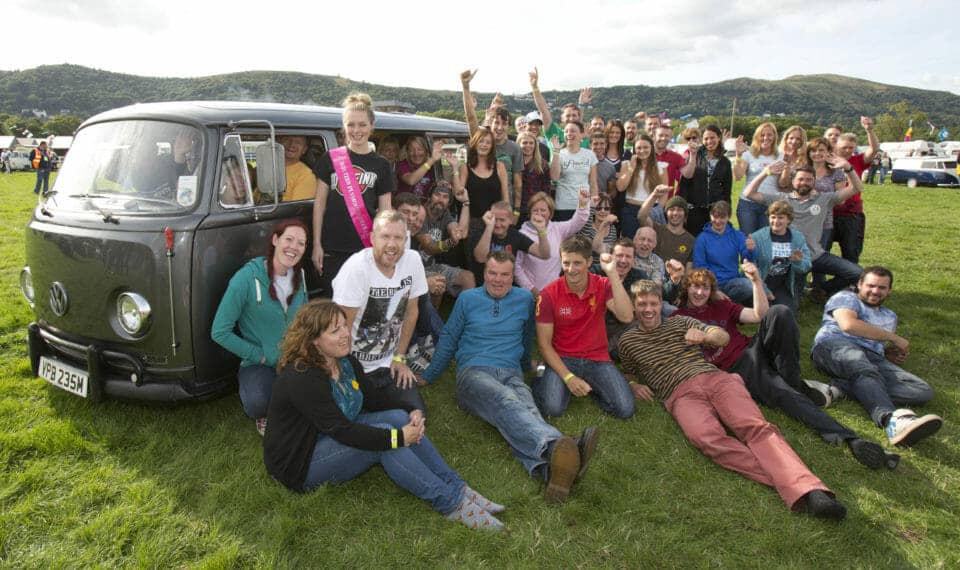 Guinness World record attempt. Comfort Insurance fit 51 people into a VW campervan . PIX.Tim Anderson