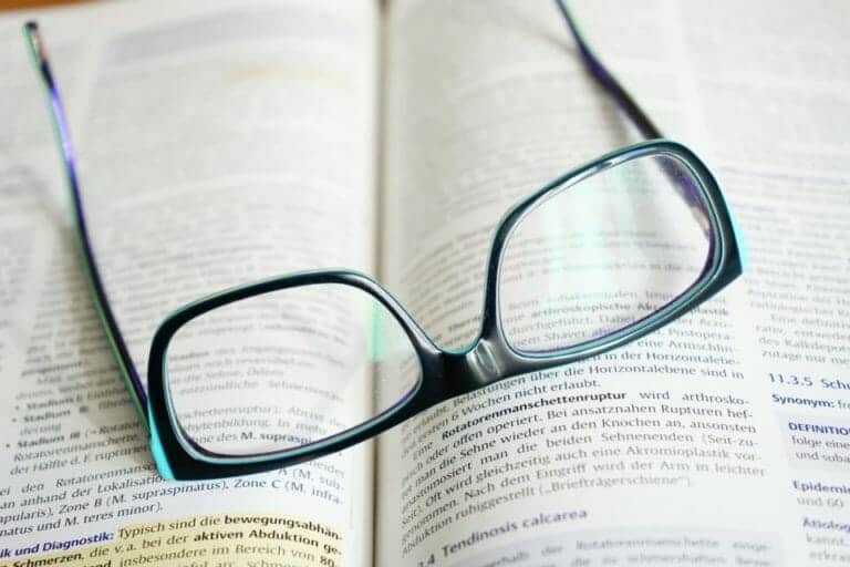 Reading Glasses on Text Book