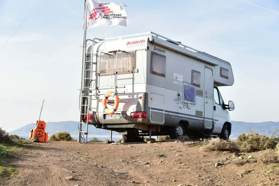 Motorhome on Flag on Back