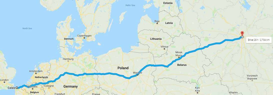 Best route when driving to Russia