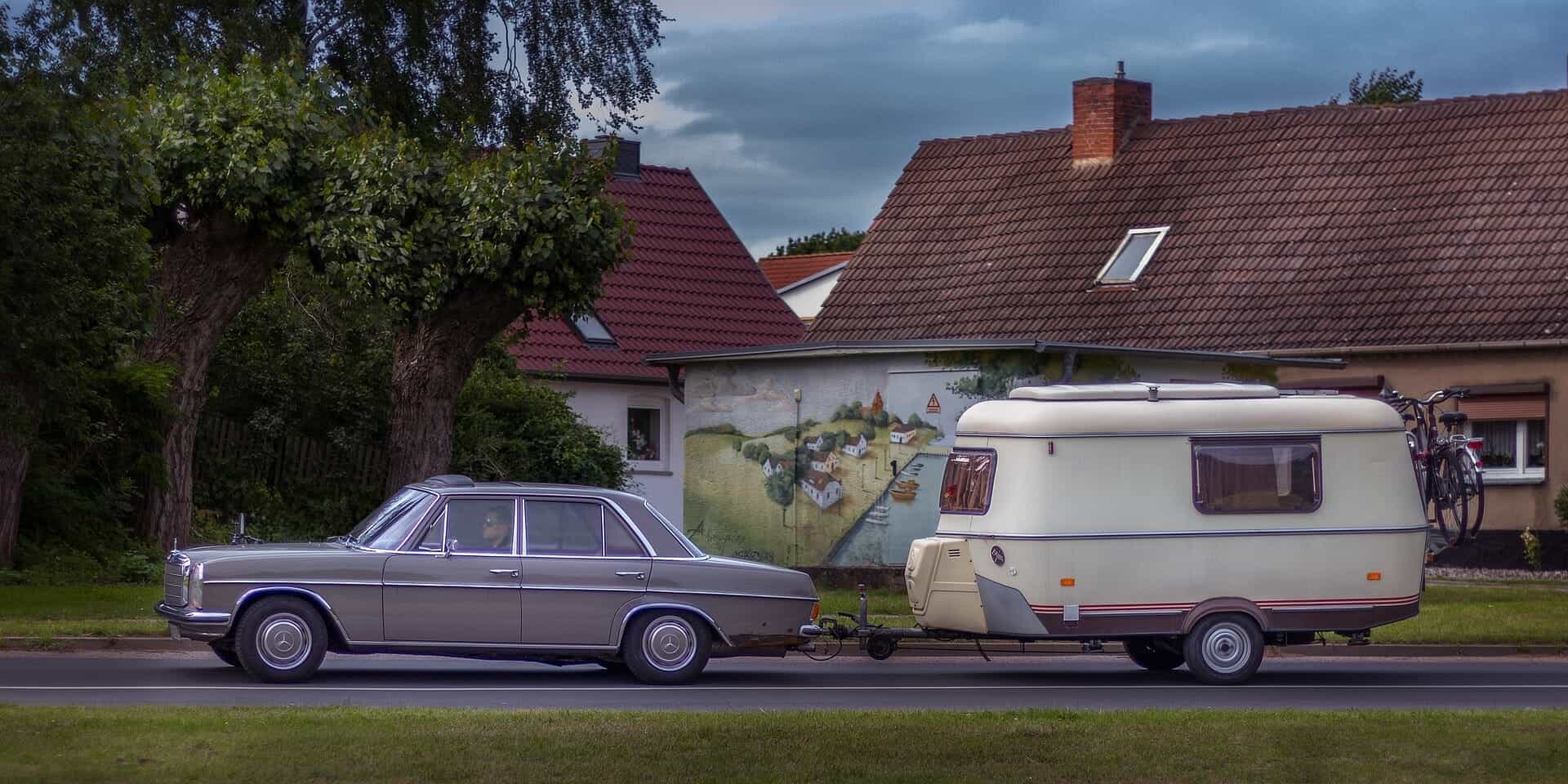 car towing a caravan