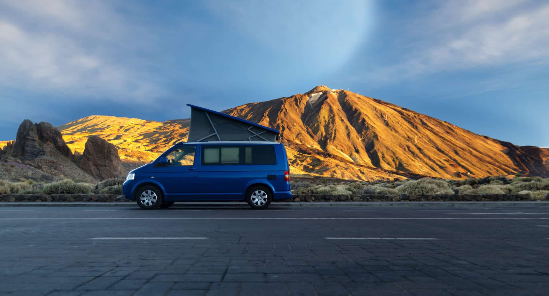 campervan by mountain