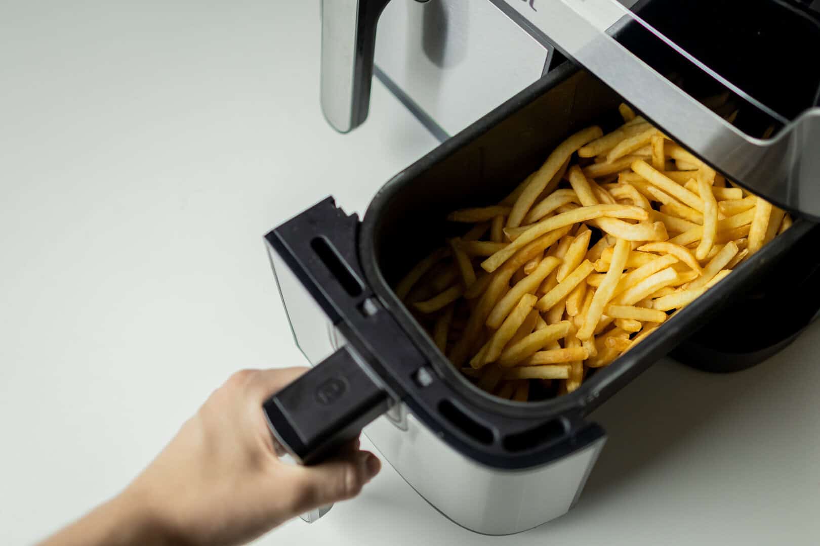 Close-up of French fries made in the air fryer